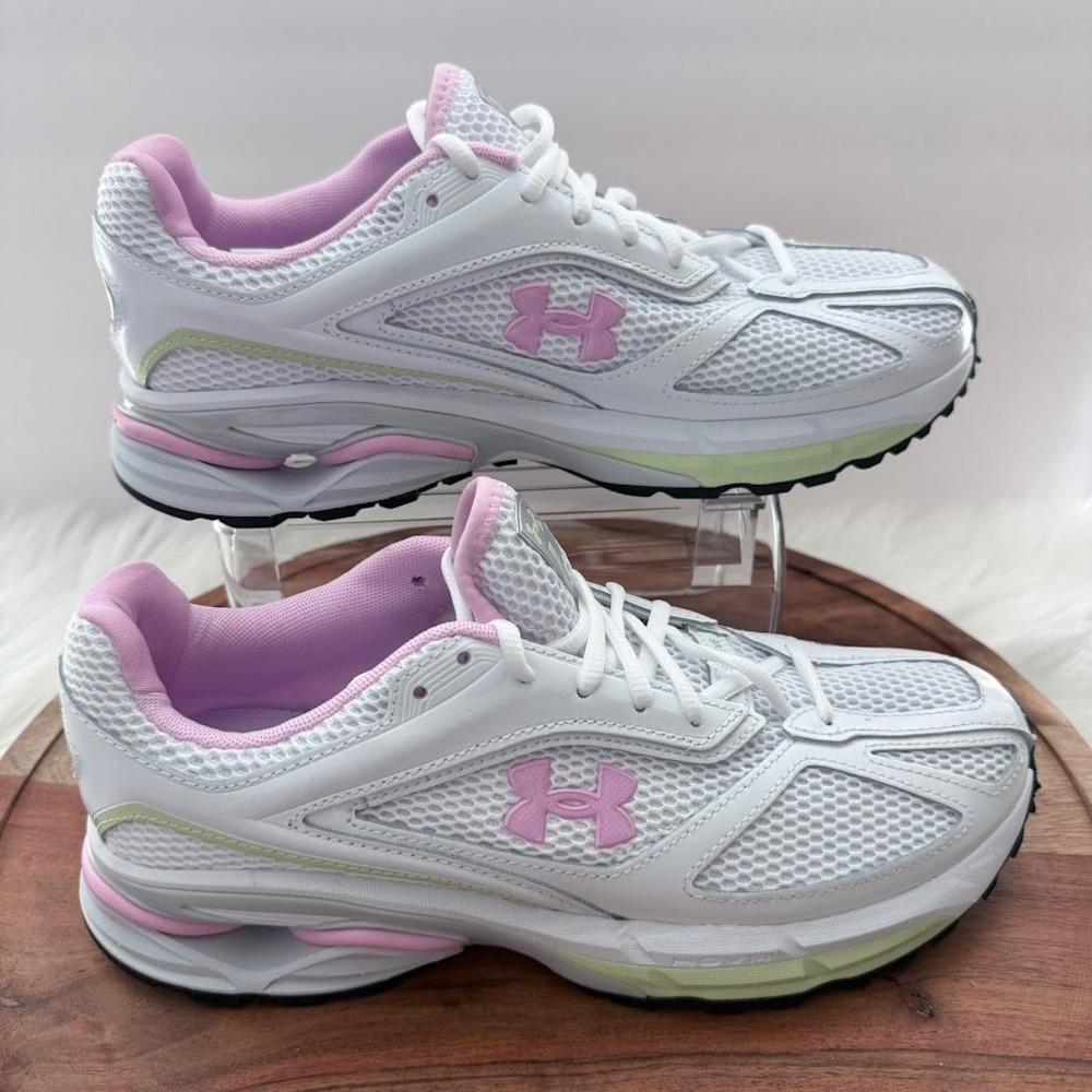 Under Armour HOVR Apparition Retro Running Shoes Women's Size 11 White Pink Lime